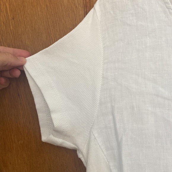 Fly Italian linen and vibes dress pockets short sleeve medium large white - Picture 3 of 10